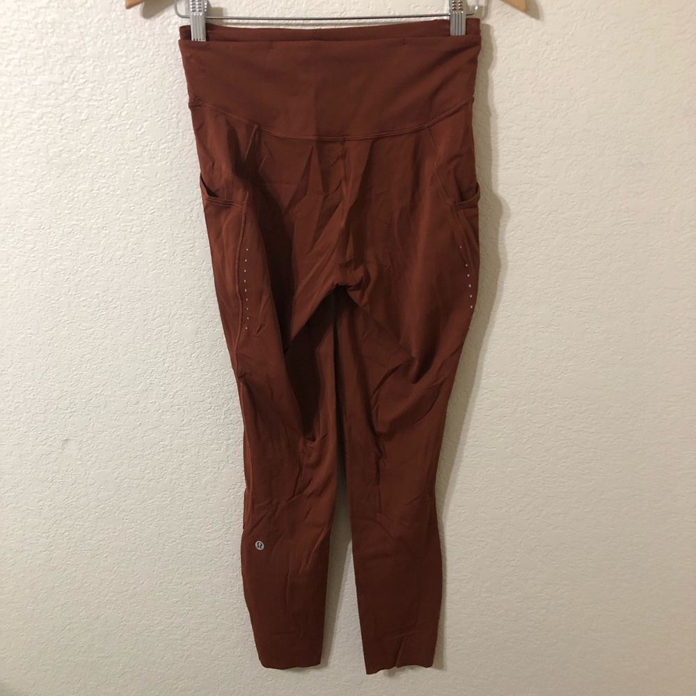 Lululemon Fast & Free High-Rise 25" 7 Pocket Terracotta Orange Leggings - Size 8 - Picture 4 of 8